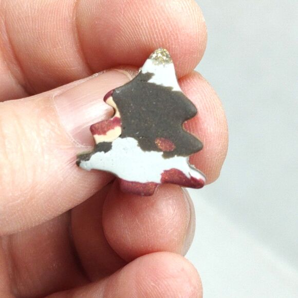 Holiday Christmas Tree Stud Post Earrings Multicolor Camo Gold Glitter Seasonal - Picture 13 of 13